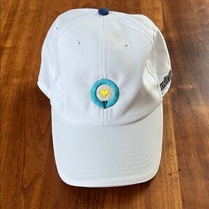 White Golf Cap with Blue and Yellow Embroidery